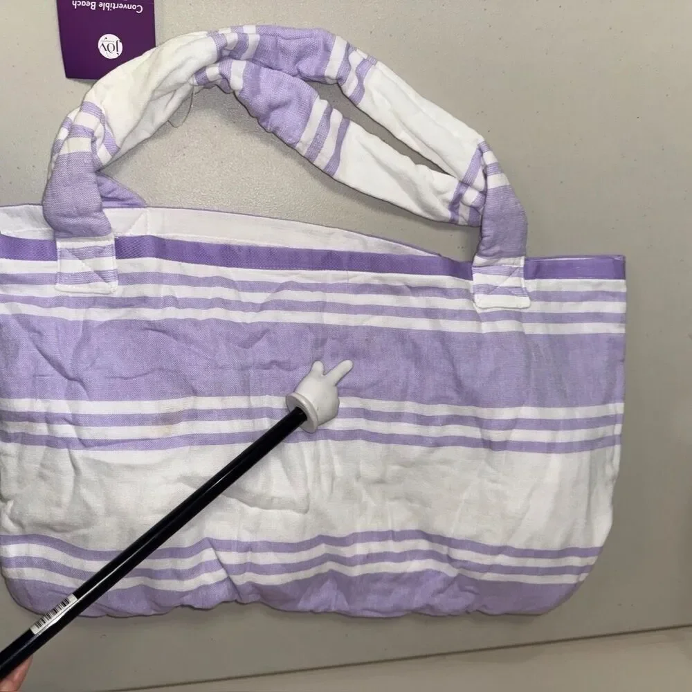 NWT Beach Towel 2-in-1 Tote Fold Up Bag Purple Summer Pool Beach Convertible